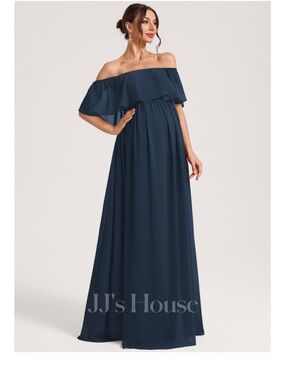 JJs House Off-Shoulder Dark Navy Maternity Maxi Dress